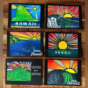 Lacey Artworks Set of 6 Postcards, Hawaiian Postcard, Postcard Art